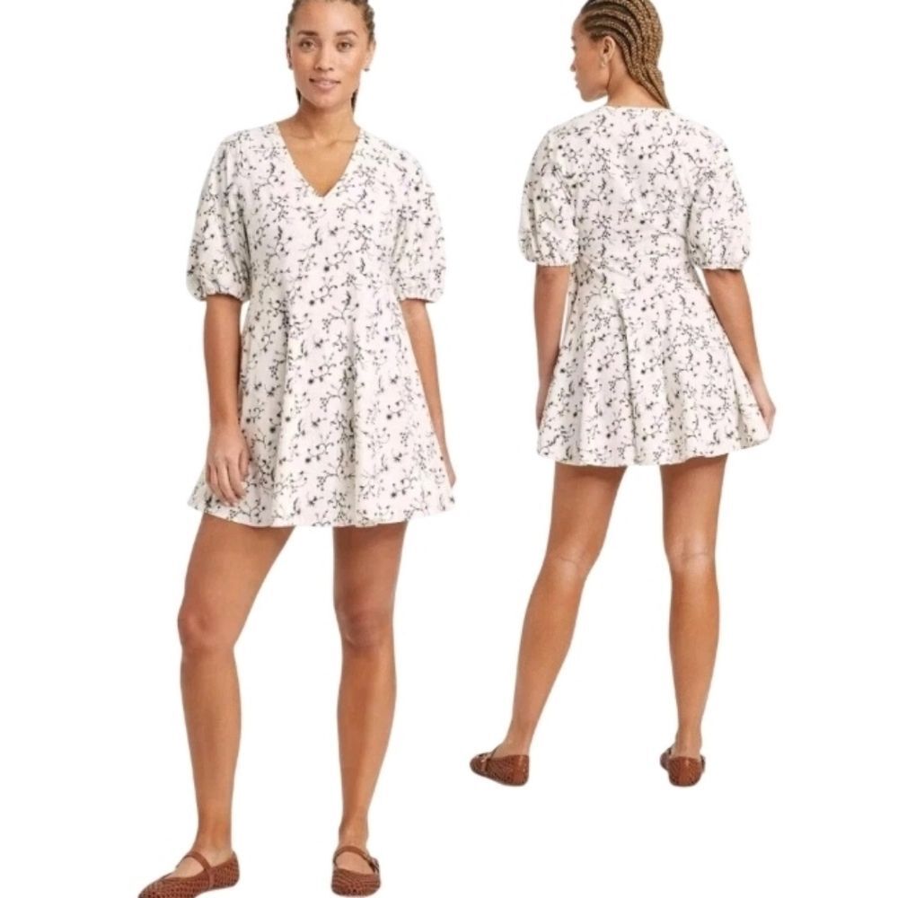 Universal Thread Floral Print V Neck Short Sleeve Tiered Mini Dress Size Xs New